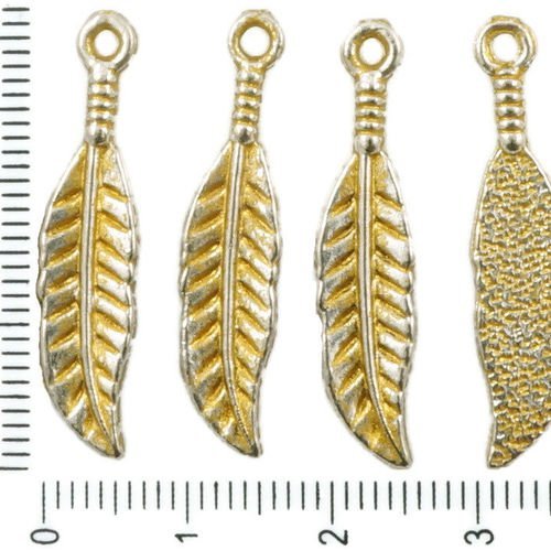 14pcs antique ton argent mat or patine laver les plumes d'oiseaux pendentifs charms tchèque métal co sku-37136