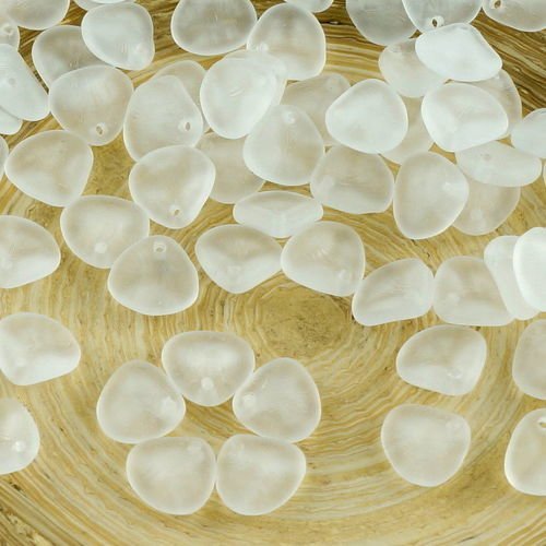 50pcs cristal blanc mat dépoli verre tchèque de pétale de rose perles pressées à plat fleur de 7mm x sku-31449