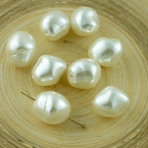 6pcs blanche de mariée en imitation de perles de pomme de terre ovale en verre tchèque de 13mm sku-29175