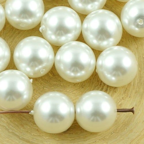8pcs blanche-neige imitation de perles rondes pressé druk de grands tchèque de verre de 10mm sku-35450
