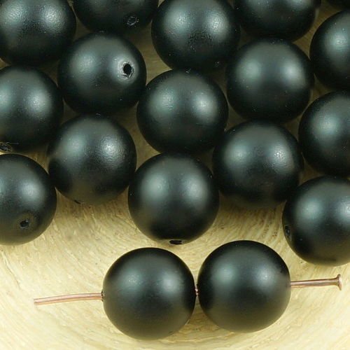8pcs noir mat perle ronde pressée druk de grands tchèque perles de verre de 10mm sku-35460