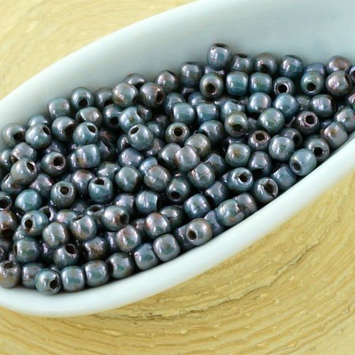 5g picasso marron bleu lustre rond druk petites entretoise de semences de verre tchèque perles de 2m sku-31414
