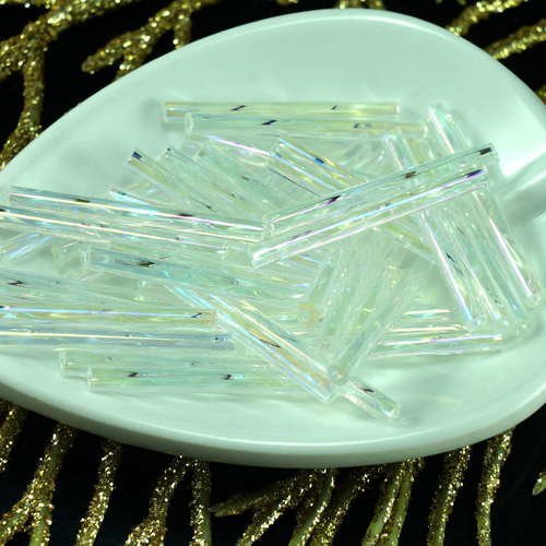 64pcs x 25mm extra long ab cristal clair enrouler autour du verre tchèque perles de bugle preciosa t sku-21294