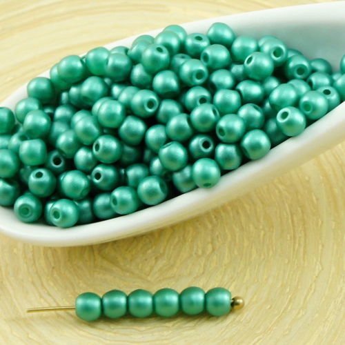 100pcs nacré vert émeraude de la barbe à papa ronde verre tchèque perles de petite entretoise de gra sku-31681