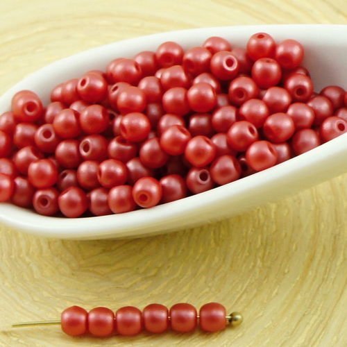 100pcs nacré rouge bordeaux cotton candy ronde verre tchèque perles de petite entretoise de graines  sku-31684