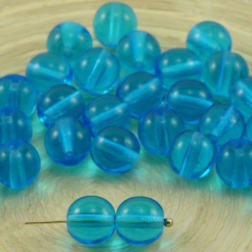 20pcs cristal bleu aqua turquoise clair ronde druk verre tchèque pressé perles rondes 8mm sku-32006