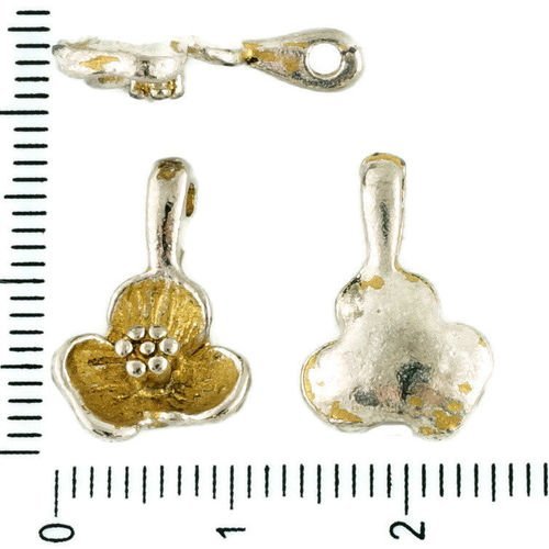 8pcs tchèque mat or patine antique ton argent grande fleur charmes floral pendentifs métal conclusio sku-34096