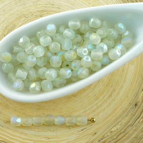 100pcs mat vert arc-en-ciel ronde verre tchèque perles à facettes feu poli petit écarteur 3mm sku-30267