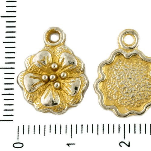 8pcs tchèque mat or patine antique ton argent rond fleur charmes floral pendentifs en métal à deux f sku-34092