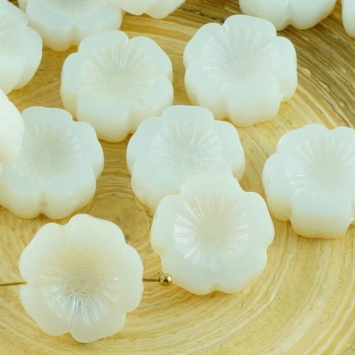 6pcs blanc ab tchèque verre plat sculpté à la table de découpe de la fenêtre de fleur hawaïenne perl sku-30809