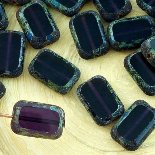 8pcs picasso brun crystal dark tanzanite violet taille de table rectangle plat verre tchèque perles  sku-32465