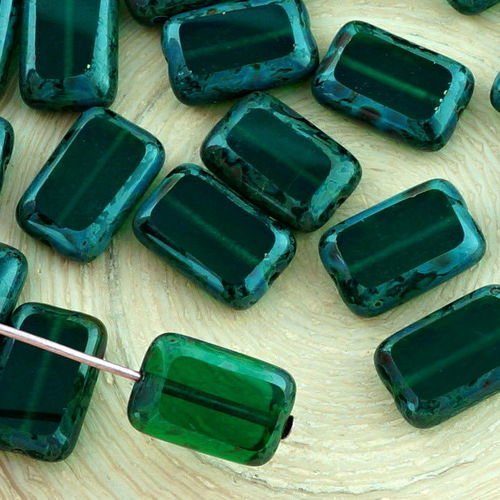 8pcs picasso brun crystal foncé vert émeraude rustique table de découpe à plat rectangle de verre tc sku-32483