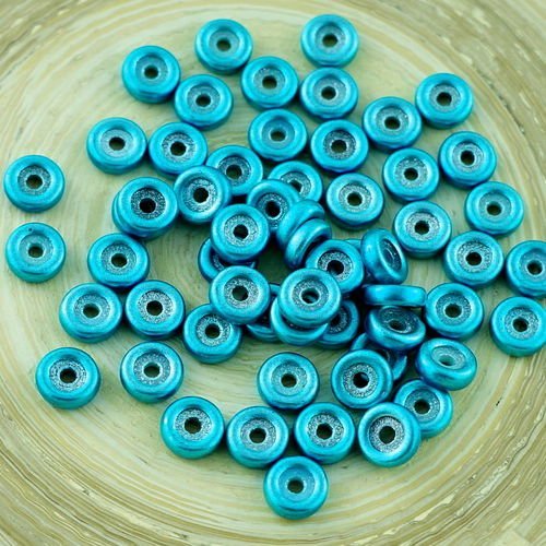 10g nouvelle finition metalust turquoise roue matubo tchèque verre plat perles rondes 6mm environ 85 sku-29219