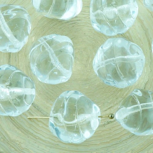 2pcs cristal clair ovale chunky sculpté à la ruche de verre tchèque perles de 15mm x 14mm sku-32877