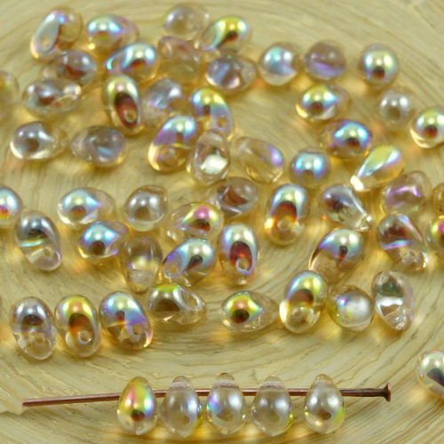 40pcs cristal de citron arc-en-ciel verre tchèque petite larme perles de 4 mm x 6 mm sku-30861