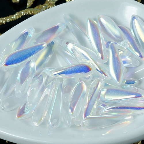 30pcs crystal ab verre tchèque poignard perles feuille plate de 5 mm x 16mm sku-18875