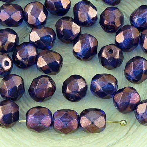 40pcs cristal aigue-marine bleu clair vega violet bronze lustre rond à facettes feu poli entretoise  sku-33220