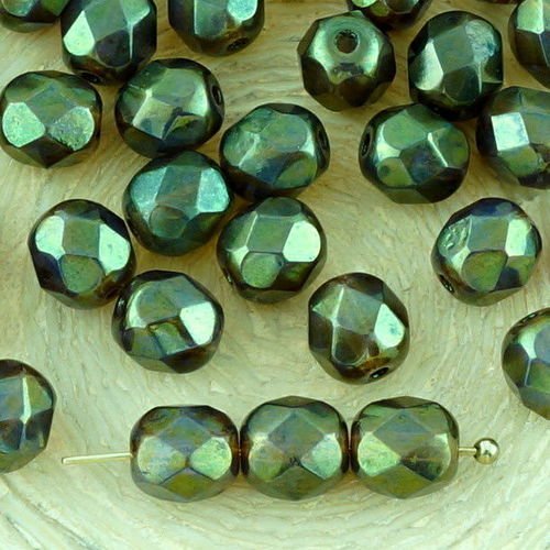 40pcs bleu opale vert pourpre lustre rond à facettes feu poli entretoise verre tchèque perles de 6mm sku-33248