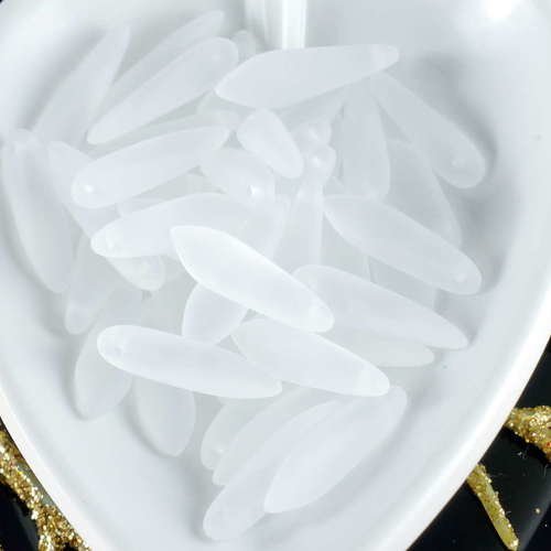 30 pièces mat cristal blanc tchèque verre poignard perles feuille plate 5mm x 16mm sku-19282