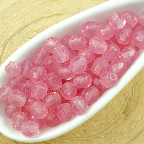 100pcs crystal rose valentine opale ronde à facettes feu poli entretoise tchèque perles de verre de  sku-35675