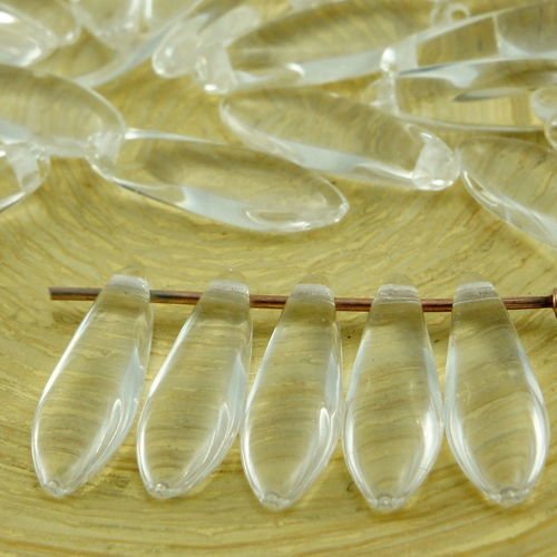 30pcs claire en cristal de verre tchèque poignard perles feuille plate de 5 mm x 16mm sku-31945