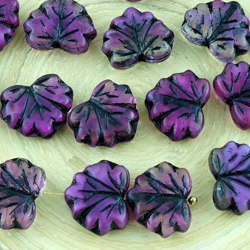 12pcs cristal valentine rose violet mix noir parina de lavage de la feuille d'érable à plat sculpté  sku-32557