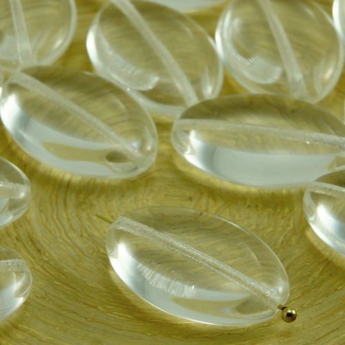 4pcs crystal clear grand plat ovale en verre tchèque perles de 20mm x 14mm sku-32718
