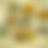 Picasso jaune brun tchèque verre plat en forme de larme perles de pétale de fleur 12mm x 16mm 6pcs sku-29214