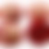 2pcs corail rouge de picasso en terre cuite d'or de la pluie repéré rond bombé dos plat cabochon en  sku-38025