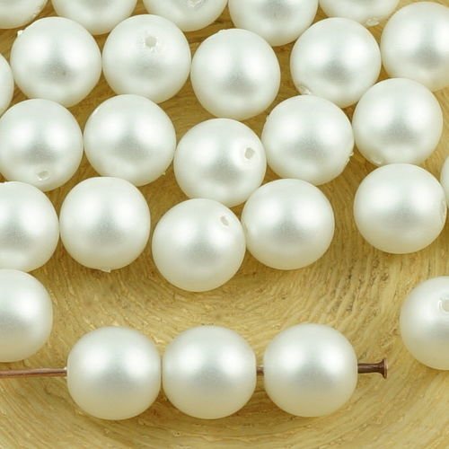 20pcs perles blanches d'imitation mat de mariage ronde druk entretoise de semences de verre tchèque  sku-35643