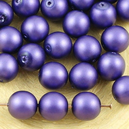 20pcs perles imitation mat violet rond druk entretoise de semences de verre tchèque de 8mm sku-35659