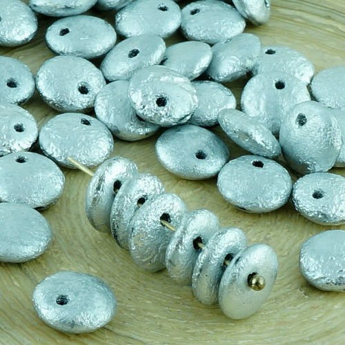 20 pièces mat métallique argent labrador complet rugueux rustique gravé grande lentille tchèque perl sku-35327