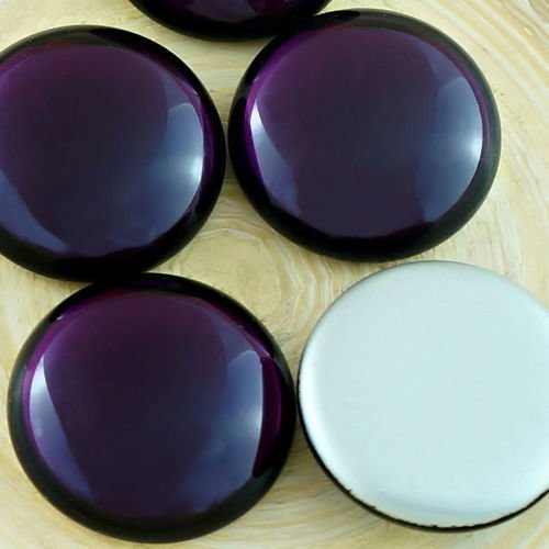 2pcs cristal violet rond bombé verre tchèque cabochon 20mm sku-30587
