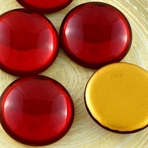2pcs cristal rond rouge en forme de dôme tchèque en verre cabochon 20mm sku-30589