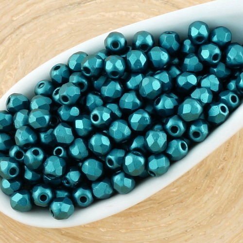 100pcs pastel perle de l'essence verte bleue ronde à facettes feu poli petite entretoise de verre tc sku-34568
