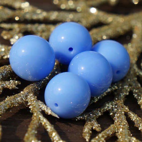 20pcs bleu opaque druk verre tchèque pressé perles rondes 8mm sku-17420