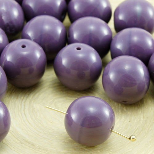 4pcs opaque soyeux violet améthyste ronde pressée druk chunky grand verre tchèque perles de 12mm sku-32708
