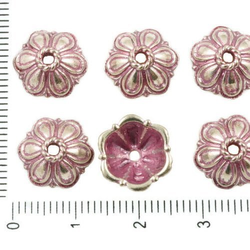 14pcs antique ton argent valentine rose patine laver grosse perle pompon bouchon de fleur floral ron sku-36516
