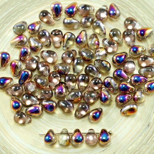 40pcs de cristal violet demi-verre tchèque petite larme perles de 4 mm x 6 mm sku-27303