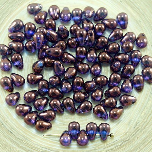 40pcs cristal vega violet lustre verre tchèque petite larme perles de 4 mm x 6 mm sku-27324