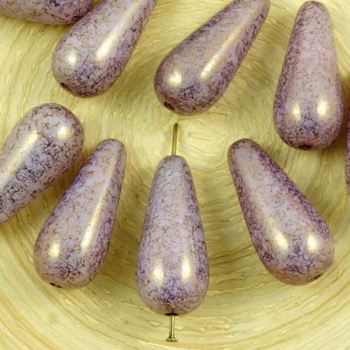 6pcs picasso violet or lustre en terre cuite de long en forme de larme des glaçons en verre tchèque  sku-37177
