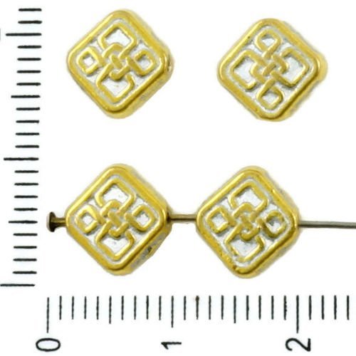 16pcs tons d'or argent mat patine plat losange carré celtique keltic celtik noeud perles des deux cô sku-36751