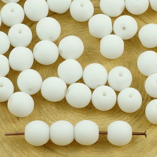 40pcs mat blanc albâtre opale dépoli verre de mer tour druk entretoise de semences de tchèque perles sku-35657