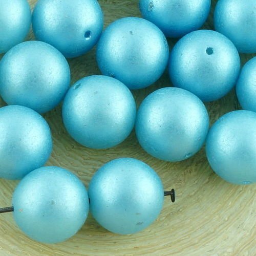6pcs bébé bleu clair turquoise imitation de perles rondes pressé chunky druk de grands entretoise tc sku-35014