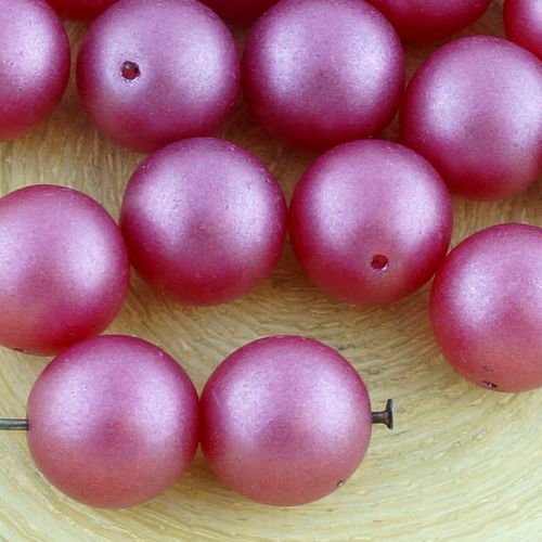 6pcs foncé bordeaux rouge brun imitation de perles rondes pressé druk chunky de grands tchèque de ve sku-35016