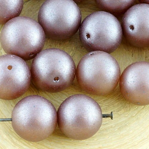 6pcs brun chocolat à l'imitation de perles rondes pressé druk chunky de grands tchèque de verre 11 m sku-35018