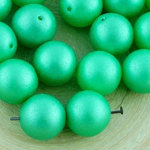 6pcs vert forêt imitation de perles rondes pressé druk chunky de grands tchèque de verre 11 mm sku-35019