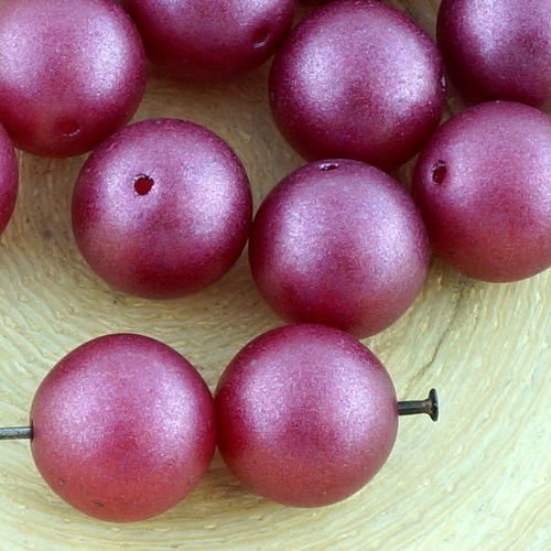 6pcs vin rouge imitation de perles rondes pressé druk chunky de grands tchèque de verre 11 mm sku-35022