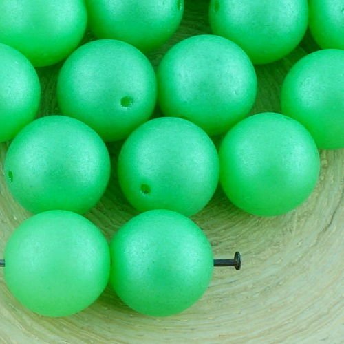 6pcs vert imitation de perles rondes pressé druk chunky de grands tchèque de verre 11 mm sku-35025