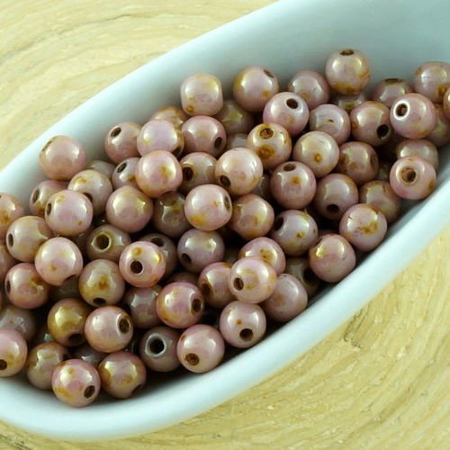 100pcs valentine rose picasso lustre rond verre tchèque perles de petit écarteur 3mm sku-31214